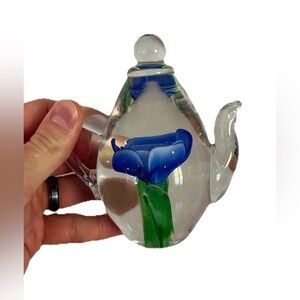 Vintage Dynasty Gallery Teapot Flowerpot Coffee Paperweight Flower Glass